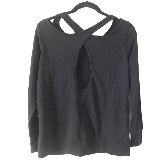 ❤️ 4/$25 Old Navy Active Black Cris Cross Cotton Blend Athletic Top XS - Picture 2 of 5